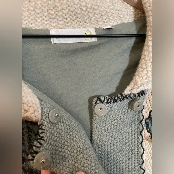 Anthropologie Charlie & Robin Harlequin Patchwork Knit Sweater Chunky Boho RARE - Picture 6 of 16